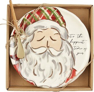 Christmas Cheese Set, Santa, plate 8 1/2 dia | spreader 5 1/2