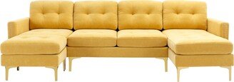 SUNMORYINC L Shape Convertible Sectional Sofa Couch with Movable Ottoman