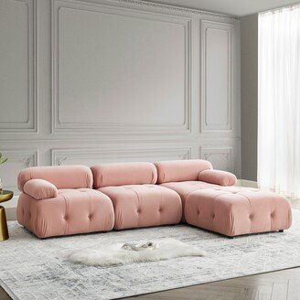 TOSWIN Versatile L-Shaped Modular Sectional Sofa, Reversible Ottoman, Button Tufted Design