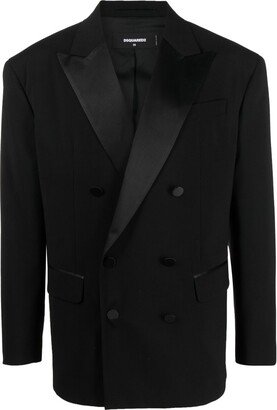 Double-Breasted Silk-Lapels Blazer