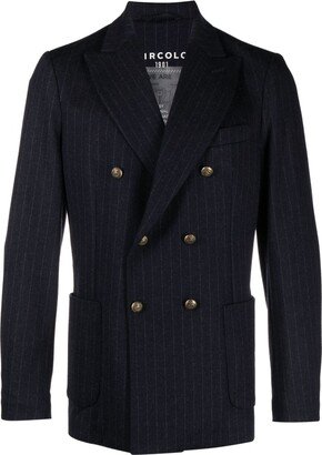 Pinstriped Double-Breasted Blazer-AA