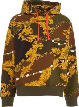 Baroque-Printed Drawstring Hoodie