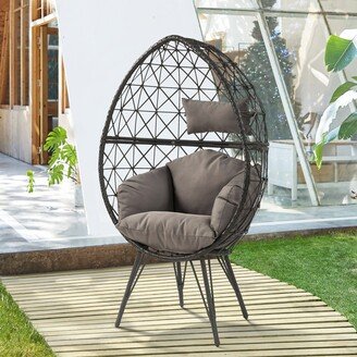 CDecor Montego Light Grey and Black Patio Chair with Upholstered Custhion