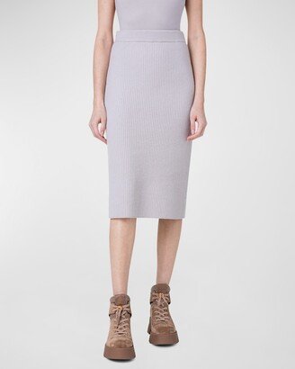 Cashmere Ribbed Cardigan Stitch Pull-On Skirt