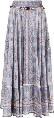 Paisley-Print Midi Skirt