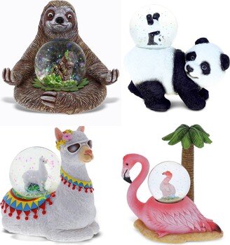 Sloth, Llama, Flamingo, Panda Snow Globe Set of 4 - 45mm