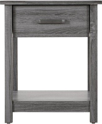 Passion Furniture Salem 1-Drawer Gray Nightstand (24 in. H x 19 in. W x 20 in. D)