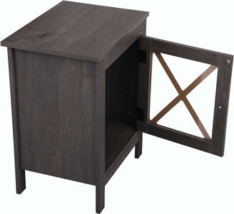 Set of 2 Nightstand, Bedside Furniture with X-Shaped Door, Bedroom End Table