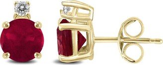 Gem Spark 14K 0.62 Ct. Tw. Diamond & Ruby Studs