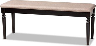 Giovanni Modern and Contemporary Sand Fabric Upholstered and Dark Brown Finished Wood Dining Bench