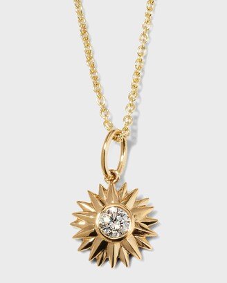 14k Yellow Gold & Diamond Sunburst Charm Necklace