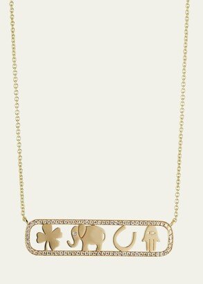 14k Diamond Icon Bar Necklace