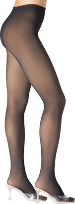 Skin Illusion Fleece Lined Lightweight Tights - Black/Beige