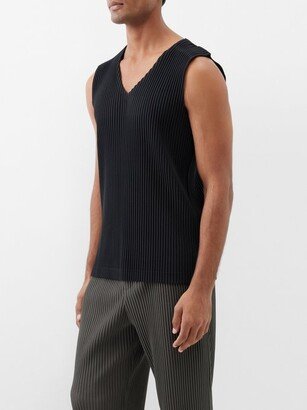 V-neck Technical-pleated Tank Top