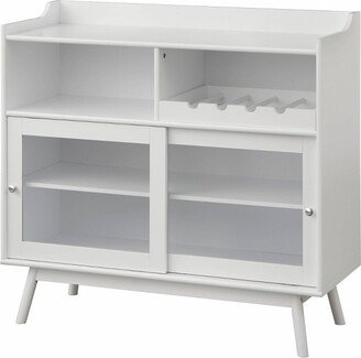 Dublin Bar Cabinet with Sliding Glass Doors White - Buylateral