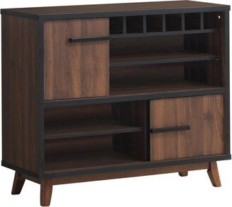 Furniture Ezekiel Walnut and Black Wine Cabinet