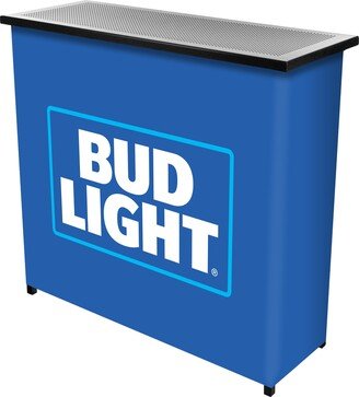 Trademark Gameroom Bud Light Metal 2 Shelf Portable Bar Table w/ Carrying Case - 39 x 15 x 36