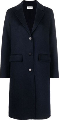 Buttoned Single-Breasted Wool Coat