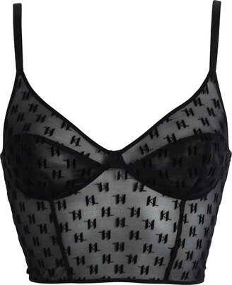 Kl Monogram Flock Bustier Bra Black