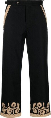 Embroidered-Hem Detail Trousers