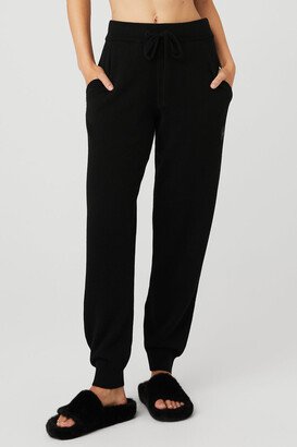 High-Waist Cashmere Jet Set Pants in Black, Size: 2XS