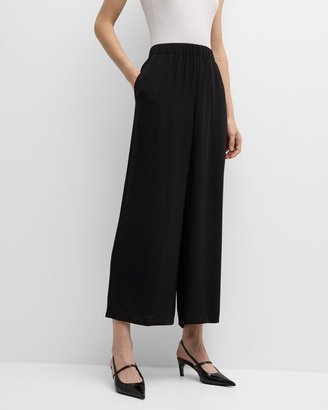 Missy Silk Georgette Crepe Wide-Leg Ankle Pants