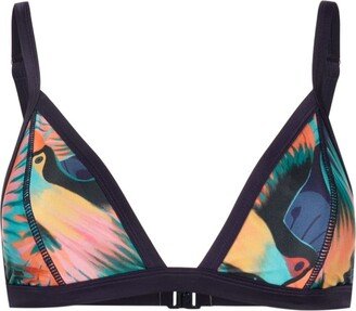 Tropical-Print Triangle Bikini Top