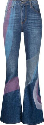 Anita swirl-print flared jeans