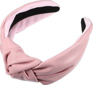 Unique Bargains Cross Knotted PU Leather Non-slip Fashion Wide Headband Pink