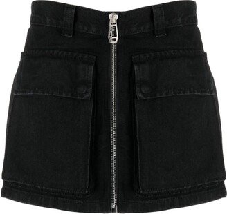 Zipped Mid-Rise Denim Miniskirt