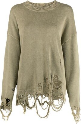 Distressed Cotton Sweatshirt