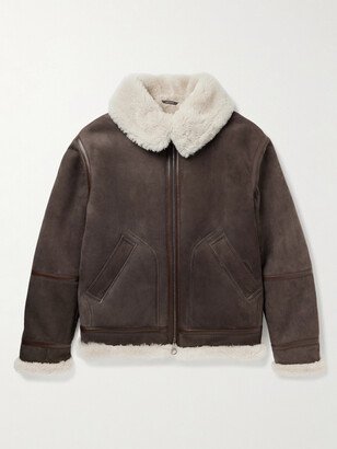 Leather-Trimmed Shearling Jacket-AA