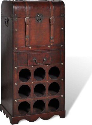 Wooden Wine Rack for 9 Bottles with Storage