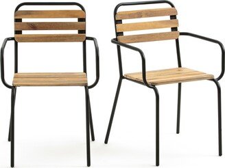 La Redoute Interieurs Set Of 2 Juragley Wood & Metal Garden Armchairs