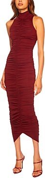 Ruched Mock Neck Dress