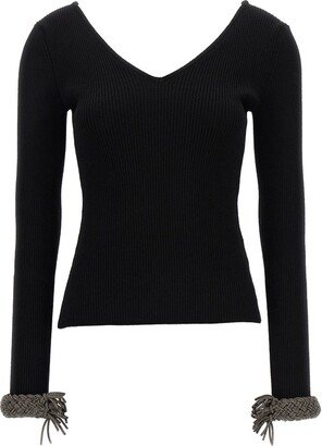 V-Neck Knitted Top-AD