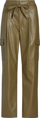 Tesse Belted Faux Leather Cargo Pants