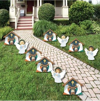 Big Dot of Happiness Holy Nativity - Angel and Manger Scene Lawn Decorations - Outdoor Religious Christmas Yard Decorations - 10 Piece