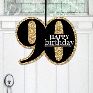 Big Dot Of Happiness Adult 90th Birthday - Gold - Hanging Porch Outdoor Front Door Decor - 1 Pc Sign