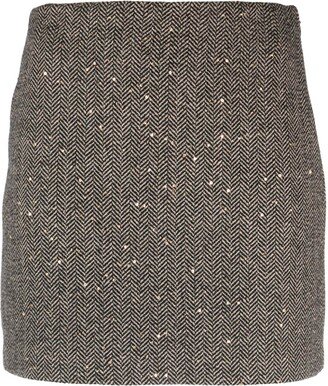 Sequin-Embellished Herringbone Miniskirt