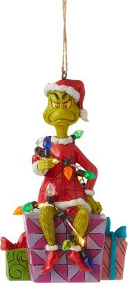 Jim Shore Grinch Wrapped in Lights Ornament