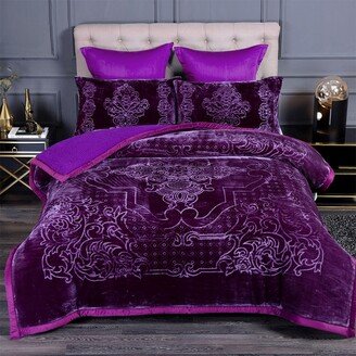 Snake River Décor Heavy Thick Warm Sherpa Comforter Set Shams Queen Purple