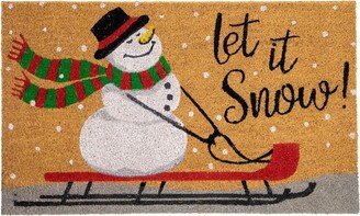 Northlight Brown and White Snowman Let it Snow Coir Christmas Doormat - 18