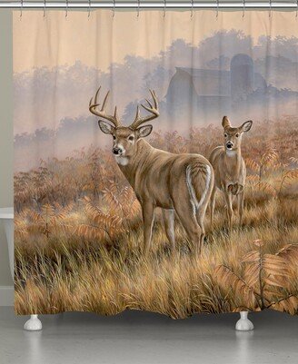 Deer in Lifting Fog Shower Curtain