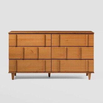 Modern Vertical Accent Solid Wood 6 Drawer Double Dresser - Saracina Home