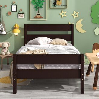 RASOO Minimalistic Pine Twin Bed with Headboard and Footboard, Ample Storage