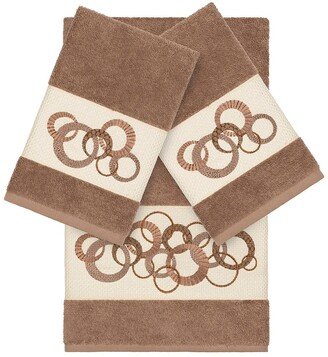 Annabel 3-Piece Embellished Towel Set - Latte