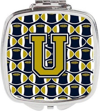 CJ1074-USCM Letter U Football Blue & Gold Compact Mirror, 3 x 0.3 x 2.75 in.