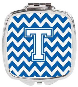 CJ1045-TSCM Letter T Chevron Blue & White Compact Mirror, 3 x 0.3 x 2.75 in.