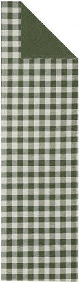 Kate Aurora Country Farmhouse Living Reversible Buffalo Plaid/Solid Table Runners - 13 in. W x 72 in. L, Green